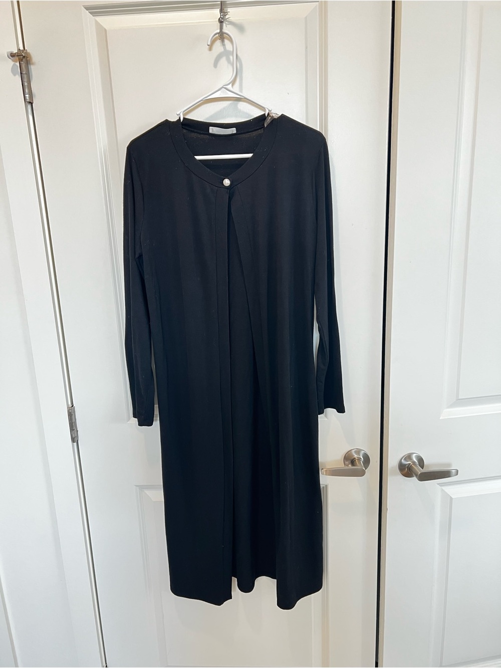 Deana Black Long Sleeve A-Line sweater with one button closure